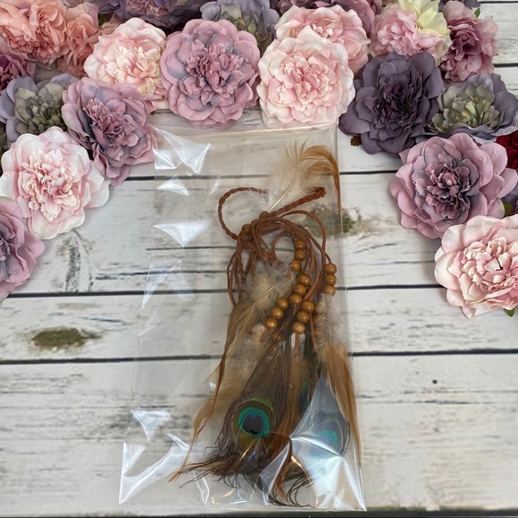 Boho Peacock/Brown Feather Dreamcatcher Headdress - Picture 14 of 14